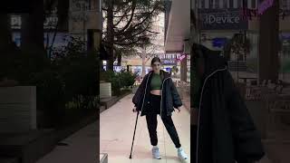 my walking on a prosthesis with a crutch #selfimprovement #prosthesisleg