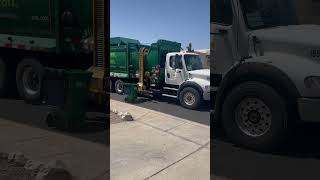 Waste management recycle truck on recycling