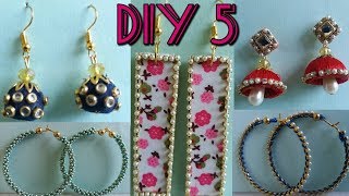 FIVE DIY EARRINGS made with FIVE different material//FIVE earring making tutorial