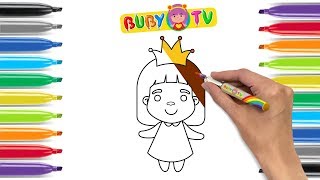 Impara a disegnare una bambina con la corona 🙂✏️ Passatempo per bambini, Tutorial per bambini