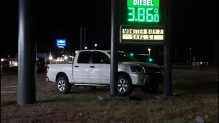 Truck versus gas station  price pole DUI