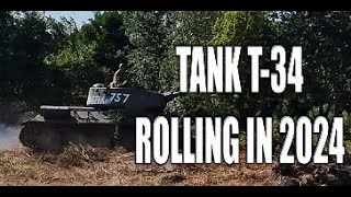 WW2 TANK T34 RUNNING OVER TREE