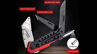 edcfans Folding Utility Knife Box Cutter with Screwdriver Saw Unboxing