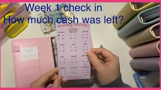 How much cash is left after first week of using cash * Check in week 1 * New Savings Challenge 💕