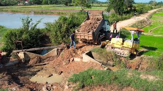 A canal road repair operation will bury a small drainage system damaged by water flowing on the road