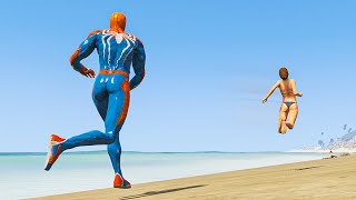 Spider-Man vs Stangers on Beach in GTA 5 Live #gta5 #spiderman #shorts #live #deadpool