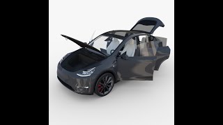 Tesla Model Y Midnight Silver with interior 3D Model