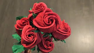 Rose from crepe paper/ Handmade rose/ Red Rose