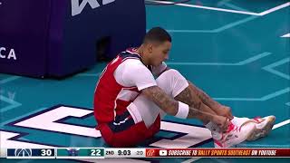 Kyle Kuzma couldn’t even put his shoe on after going up for the layup