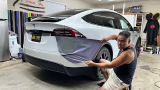 Live Car Wrapping! TESLA Model X