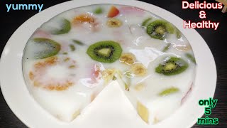 Only milk and fruit! Delicious and healthy dessert without gelatin and bake in 5 minutes stepbystep