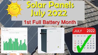 Solar Panel Production Update - July 2022. Full Month with GivEnergy Battery.