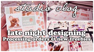 STUDIO VLOG | FINALLY DESIGNING PEACHES STICKER SHEET & PROCESSING ORDERS  | TAWANA SIMONE✿