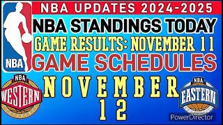 NBA Standings & Game Result Today | November 11, 2024 #nba #standings #games #results #schedule