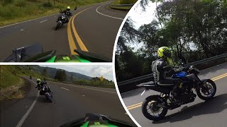 Acompanhando de perto o pega entre a Yamaha MT 03 e Kawasaki Ninja 400 de ZX6R 636 em Serra Negra