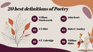 Definitions of poetry by well known authors~poetry #youtube #foryou