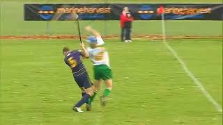 SCOTTISH PLAYER STRUCK ON THE HEAD BY A CLUMSY IRISH OAF - SCOTLAND V IRELAND - 2010 SHINTY HURLING