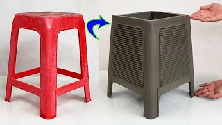 Extremely Unique Design From  Plastic Chairs Old  And Cement / Garden Decoration Ideas