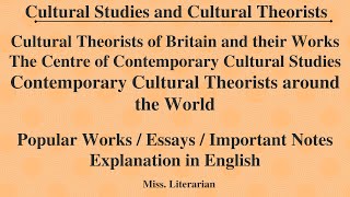 Cultural Studies and Theorists Contemporary Cultural Theorists around the World #culturalstudies