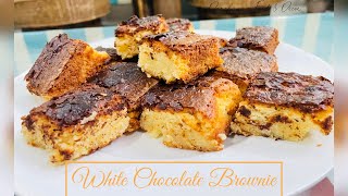 White Chocolate Brownies  | Blondies | Fudgy Cracky Perfect Blondies