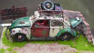 Transforming a Burago Volkswagen Beetle Model into Abandoned Scrap