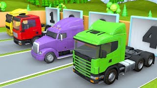 Showing Tractor Trucks and Trailers | Oil Tanker, Сar carrier, Dump Trucks for Kids