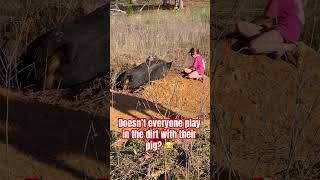 Farm kids and pigs love the dirt!! @GrownsFamilyFarm