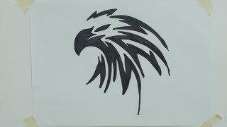 How to draw eagle head tribal tattoo