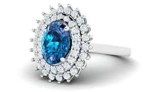 The Kendra - Sapphire Double Halo Ring