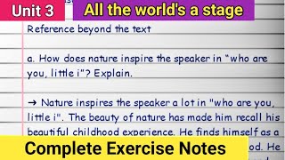 All the world's a stage Exercise Class 11 English: Questions Answers