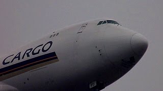 Singapore Airlines Cargo B747F Landing at Leipzig/Halle Airport (Germany)