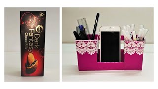 How to Make Pen Holder and Mobile Holder with Waste Material | Dark Fantasy Box Craft