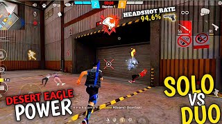 POWER OF DESERT EAGLE DISTROY DUO PLAYERS || CS RANK PUSH || FREE FIRE NEW SOLO VS DUO GAMEPLAY