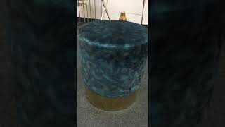 Sanders Stool With Peacock Blue Velvet And Gold Metal Base