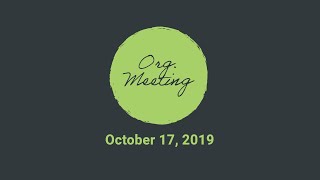 October 17, 2019 Organizational Meeting