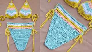 Crochet High Waisted Bikini Bottom Tutorial / Cheeky cut.