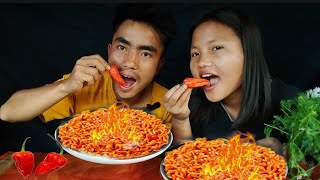 3x Spicy Noodles+2King 🌶 🌶 Mukbang with my wife 🥵🤮