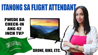 Ilang inches ng TV ang pwede sa mga airlines?