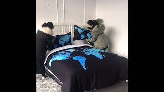 Vivid world map bedding set is cool~