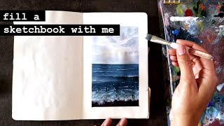 15-Min Seascape + Making Art For Friends And Family For Free?? · Fill a Sketchbook With Me! #14