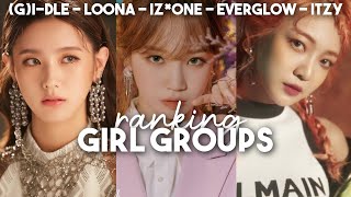 (g)i-dle vs loona vs everglow vs itzy vs iz*one in different categories