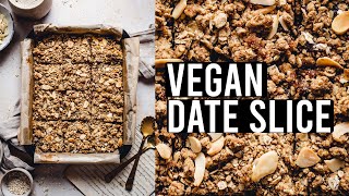 Vegan Date Caramel Slice with Nuts Crumble (Easy & Gluten-Free)