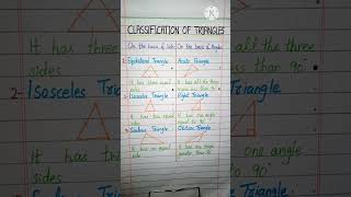 Classification of Triangles | Short