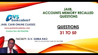 JAIIB: ACCOUNTS RECALLED QUESTIONS - Part 02