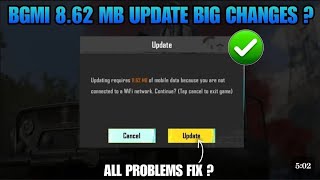 ⚠️URGENT 8.62 MB NEW UPDATE IN BGMI✅ | BGMI ID BAN & BUGS & GLITCHES FIXED OR NOT ?| BGMI NEW UPDATE