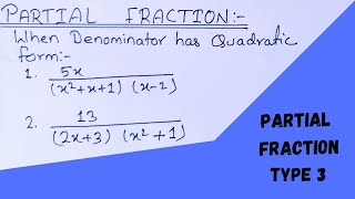 Partial Fractions || Quadratic Concept