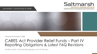 WEBINAR: CARES Act Grants - Reporting Obligations & Latest FAQ Revisions