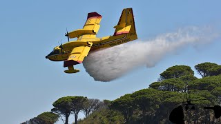 Canadair CL-415 forest fire operation in Messina, Sicily