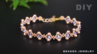 DIY. Purple beaded bracelet. Simple and easy to make for beginners. Beading tutorial