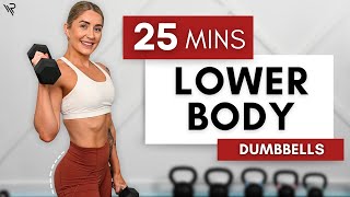 25 Min Lower Body Dumbbell & Band Strength Workout (No repeats)